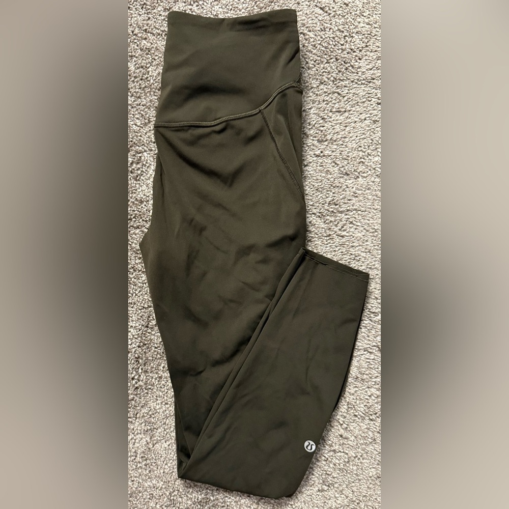 Like New Lululemon Athletica Base Pace High-Rise Crop Leggings in Army Green, 6